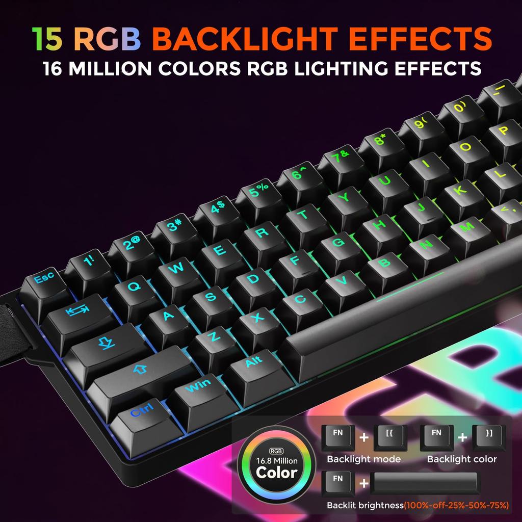 DAREU EK60HE Gaming Keyboard with 0.01mm Rapid Trigger, 8000Hz Polling Rate, Hot-Swap Magnetic Switches, SOCD Compatible, Tenkeyless, 60% English