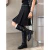 Cowhide Version~ Retro Brown Locomotive Belt Buckle Long Boots Women's Thick-soled Thick-heeled Big Tube Around the Knee Knight Boots