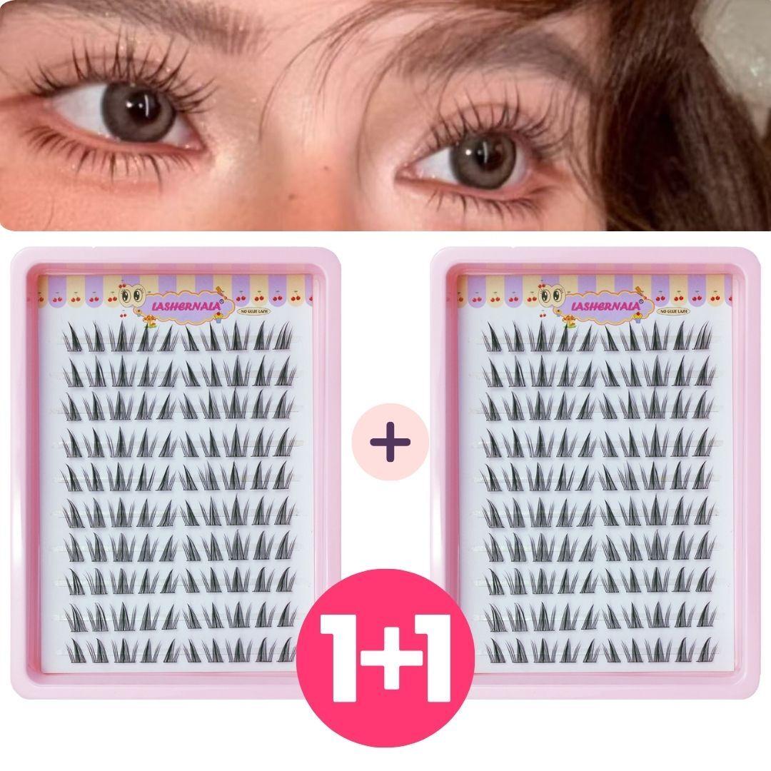 1+1 Lashernala 200-strand eyelash extension, no-glue eyelashes, eyebrow extension, strand eyelashes, false eyelashes, cat eye, sunflower one color