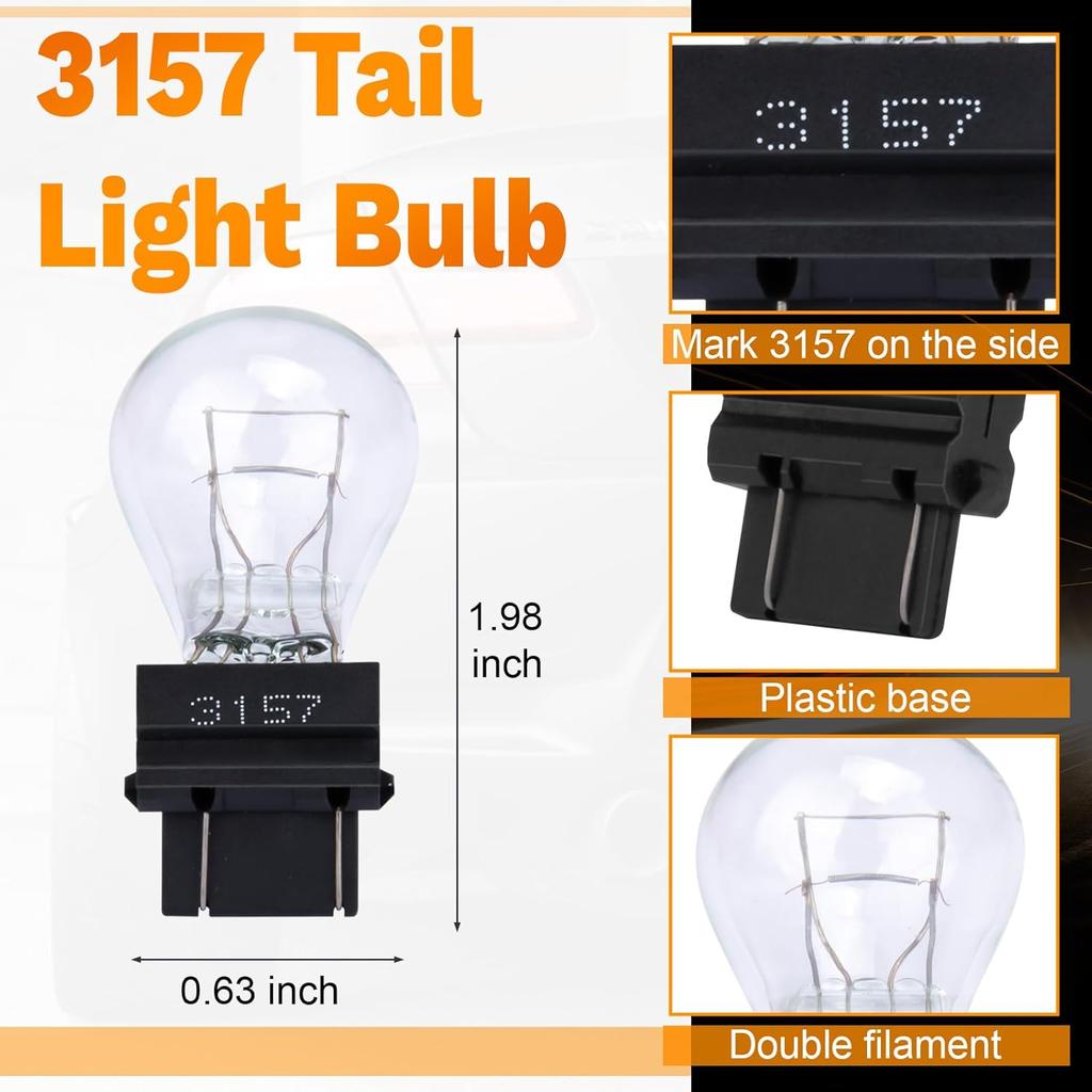10 PCS 3157 Tail Light Bulb, Miniature Brake Light Bulb, Waterproof Turn Signal Bulb, Automotive Side Marker Tail Light Replacement for Truck SUV Car