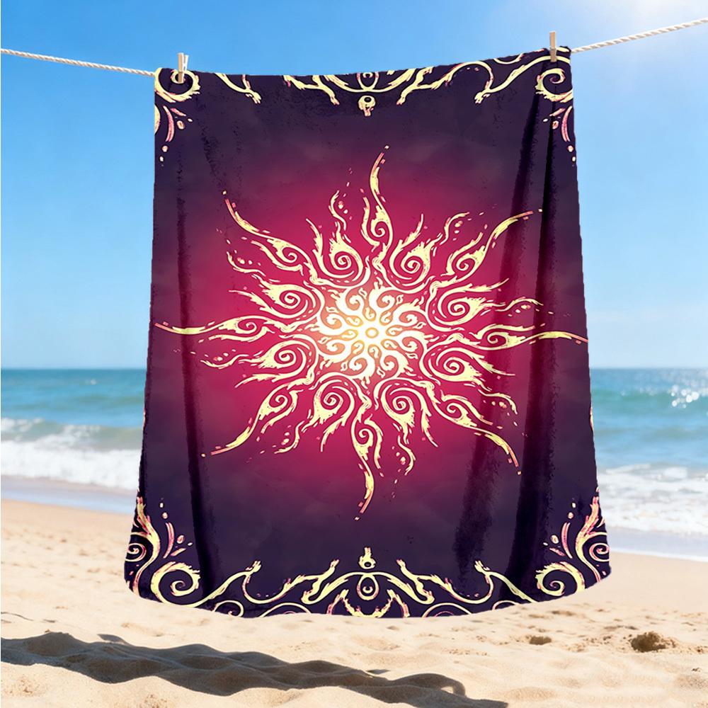 1pc Sunflower Mandala Print Outdoor Blanket, Lightweight Polyester,