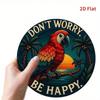 Tropical Parrot Beach Sunset Metal Wall Art 20x20cm Vibrant Cafe Home Decor