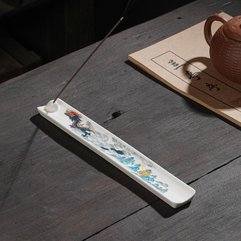 Zen Style Ceramic Incense Burner Box for Indoor Incense Sticks - Bedside Holder for Agarwood & Sandalwood