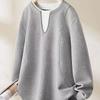 Simple Fashionable Relaxed Casual Versatile Design Fake Two-piece Sweatshirt Pullover Contrast Top