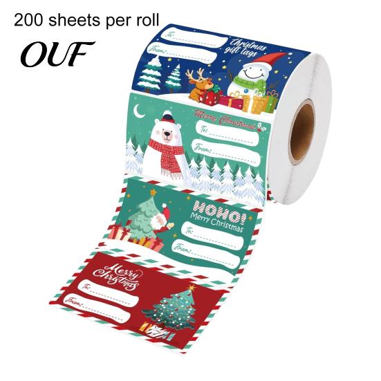 Handwritten Gift Tags Christmas Sticker Labels for Holiday Wrapping, Self-Adhesive with Blank Customizable Writing Area Present Decoration,