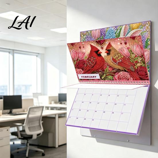 DIY Calendar Kit 2027 Diamond Art Painting Pattern Wall Calendar Rhinestone Gem 12 Monthly Planner Jan. 2026-Dec. Hanging for Home Office