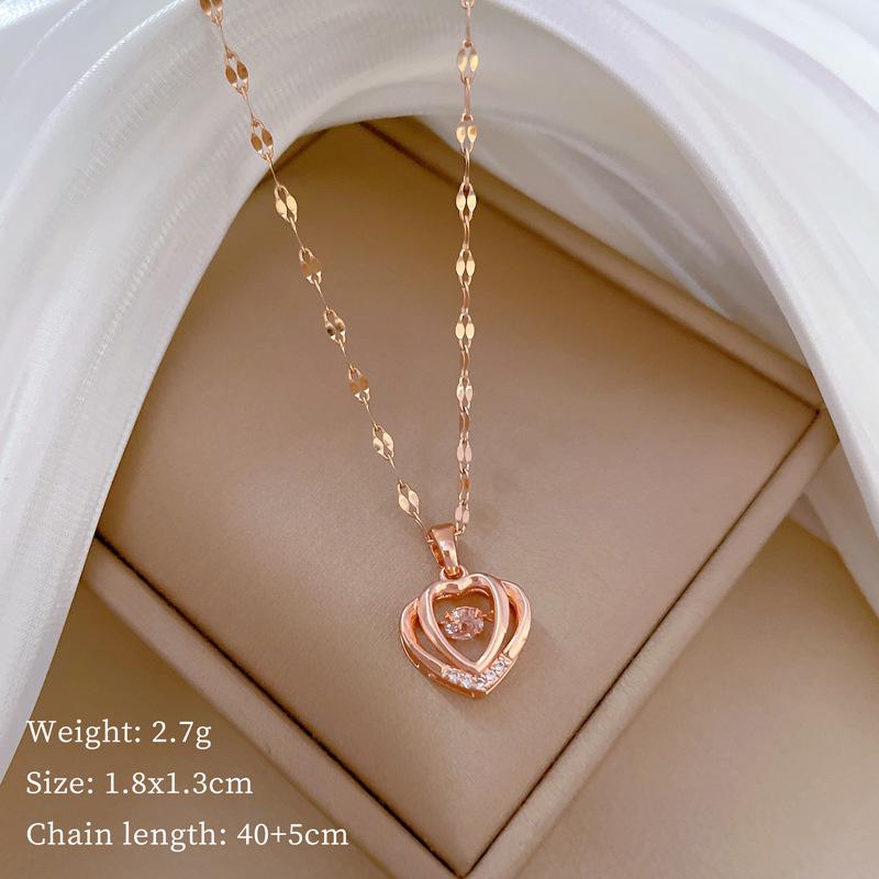 Women's Exquisite Clavicle Necklace with Titanium Steel, Copper, and Gold-Plated Micro-Inlays