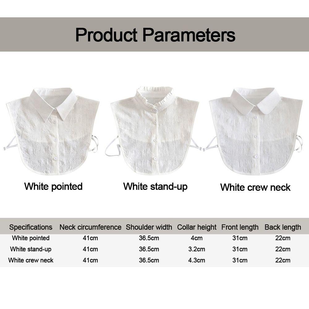 Women Clothes Accessories Ruffled Fake Collar Detachable Cotton False Collar White Half Shirt
