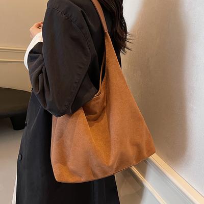 Bolsa de Ombro Retrô Popular de Outono e Inverno de Grande Capacidade Bolsa Balde Bolsa Tote de Lona de Grande Capacidade