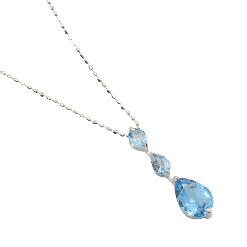 

teardrop Necklace K18 white gold/Blue Topaz/Aquamarine 2.1g Women Used