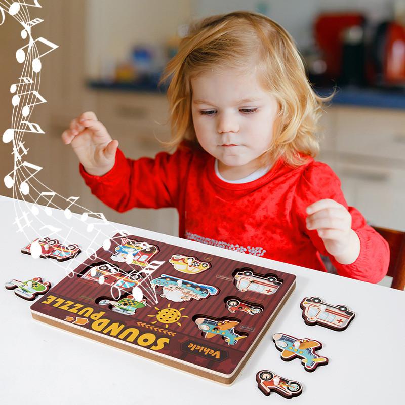 Wooden Animal Sound Puzzle For Kids Education Interactive Learning Toy