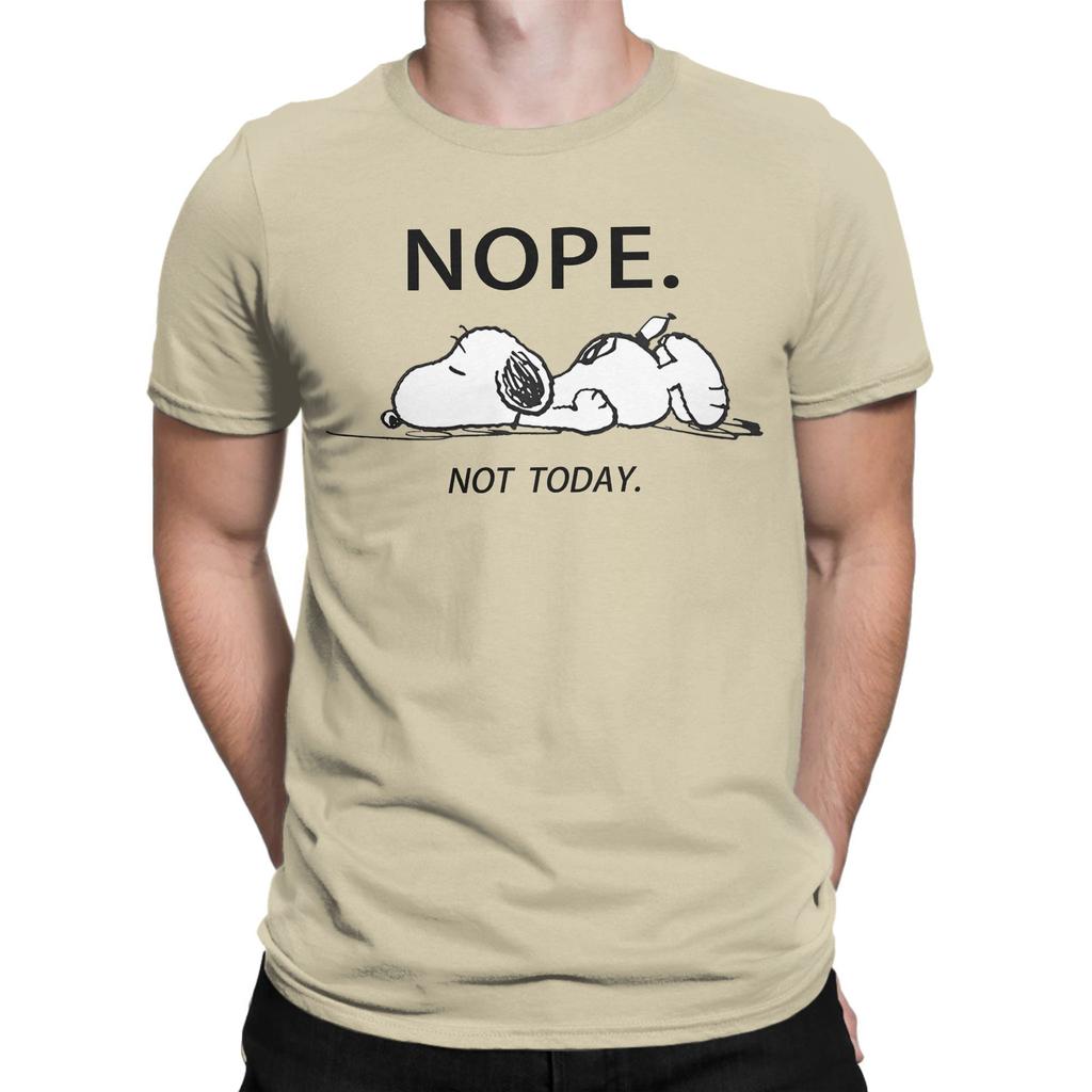 Men  Cute Cartoon Snoopy T Shirts Nope Not Today  Cotton Clothes Cool Short Sleeve Crewneck Tees 4XL 5XL 6XL T-Shirts