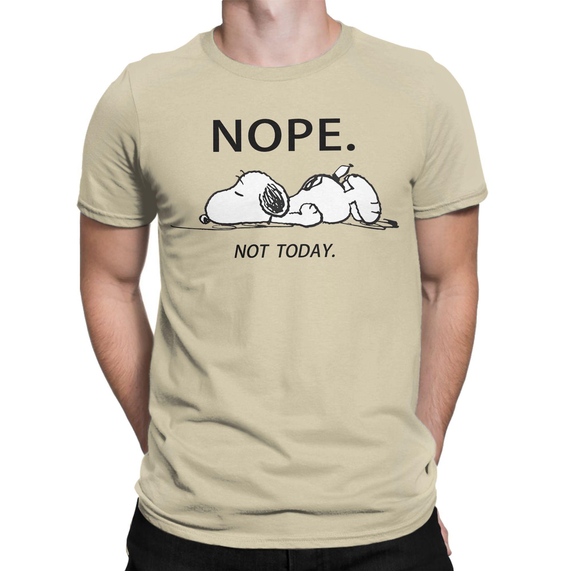 XIXI Fashion Heren Leuke Cartoon Snoopy T-shirts Nope Not Today Katoenen Kleding Coole Korte Mouw Ronde Hals T-shirts 4XL 5XL 6XL T-shirts L