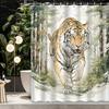 1pc Cartoon Green Woods King of The Forest Tiger Bathroom Shower Curtain with 12 Hooks Shower Curtain, Bathroom Decoration