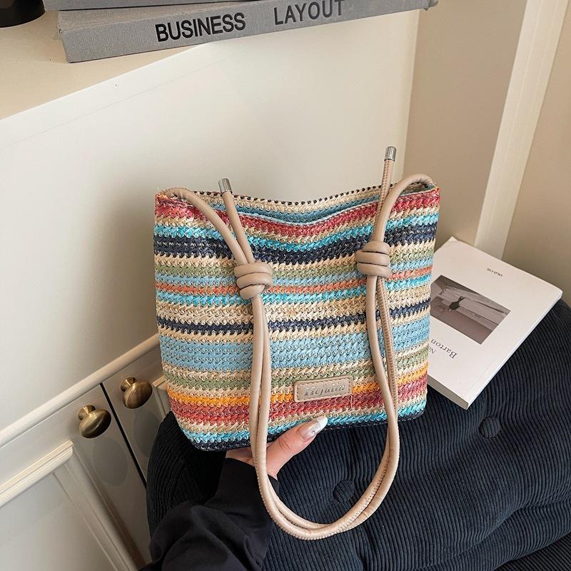 

Летняя популярная плетеная сумка-ведро женская новая универсальная пляжная отпускная сумка на плечо/подмышку, сумка-мессенджер