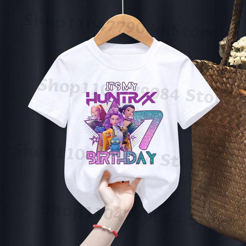 Kpop Demon Hunters CuteT-shirts for Children Cartoon Number Printed Short-sleeved Top Girls Summer Fashion T-shirt Birthday Gift