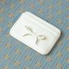 Ribbon-piped Cowhide Card Holder (2 Colors)