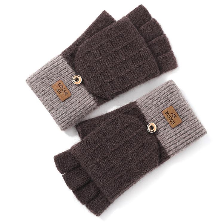 1 Pair Of Women's Gloves Warm Windproof Outdoor Alpaca Fleece Knitted Fingerless Gloves