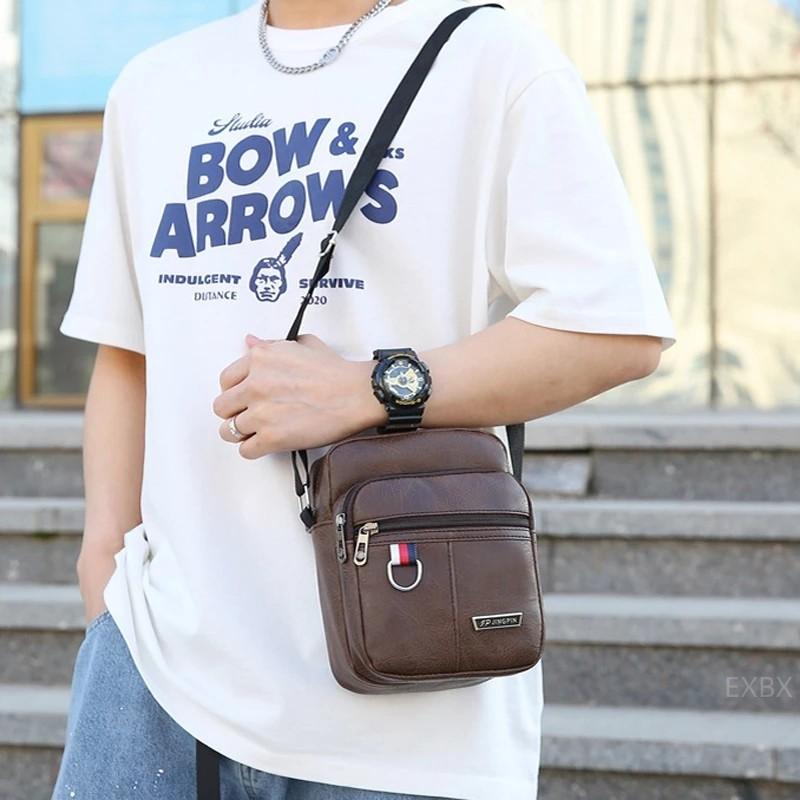 Herren Messenger Bag Crossbody Umhängetaschen PU Leder Herren Reise Sling Tasche Große Kapazität Business Messenger Tasche für Männer