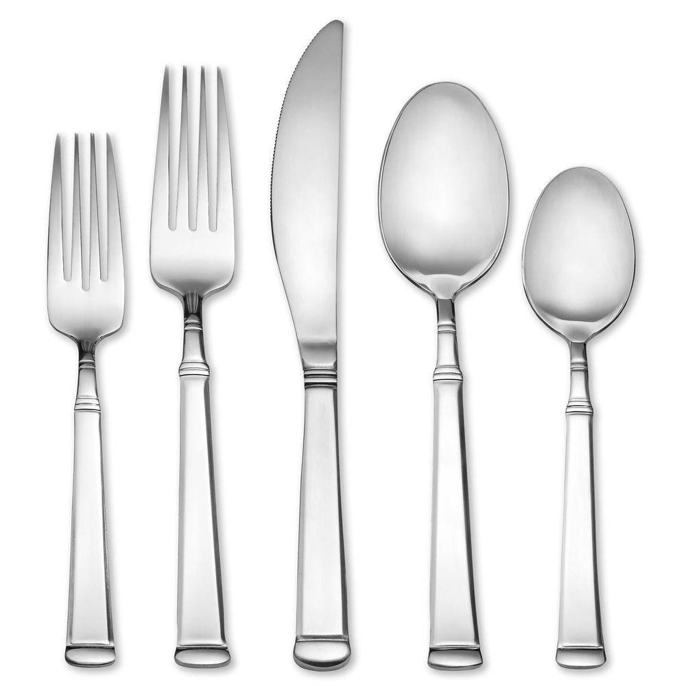 

20 Piece Stainless Steel Flatware Set Service 4 Mirror Finish Elegant Dining Utensils Sculpted Ring Design United States