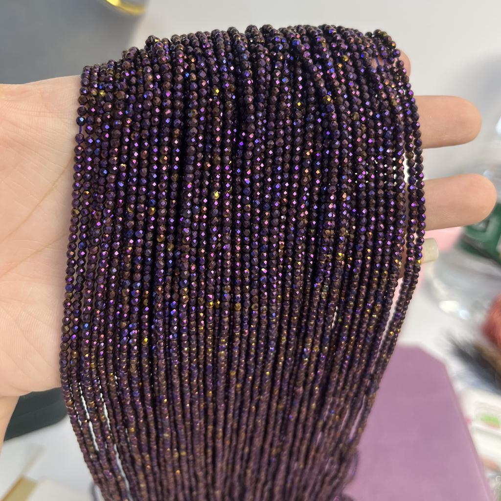 5String, Mystic Iridescent Blackberry Purple Plated Glass Seed Beads 2mm/3mm, 38cm Strand, Dainty Loose Beads for DIY Bracelet Necklace Jewelry Making