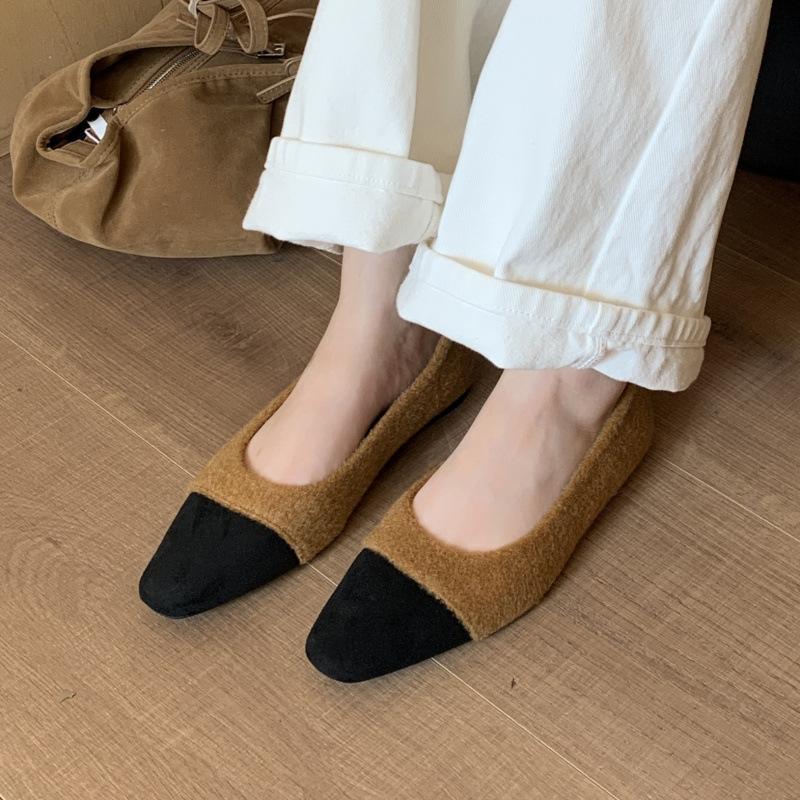 Flat-bottomed autumn and winter plush Doudou shoes women's shoes 2025 new retro French small fragrant plush single shoes
