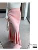 Autumn/Winter 2025 High-Waisted Knit Fishtail Skirt: Drapey Ribbed A-Line with Wide Hem