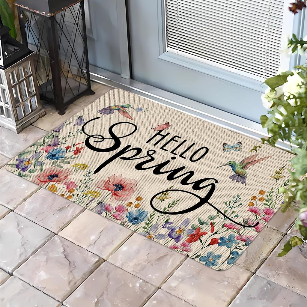 1Pcs Anti Fatigue Kitchen Rugs Bird ColorfulFlowers Print Waterproof Non-Slip Thick Cushioned Kitchen Mat Heavy Duty Comfort Standing Mat for Kitchen