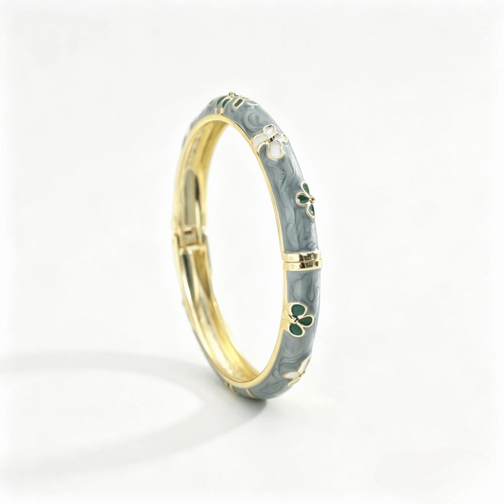 Elegant Design Enamel Bangle Flower Texture Open Clamp Bangle Light Luxury Dropped Glaze  Gifts