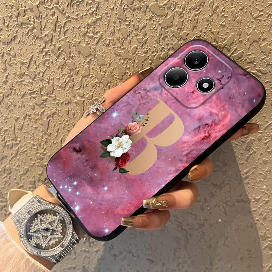 Case for Xiaomi Redmi Note 14 13 Pro Plus 9 8 7 12 11 14C K80 12C 13C A4 A5 A3 A1 10 Phone Cover A1 A2 K40 Flower Name Letter A