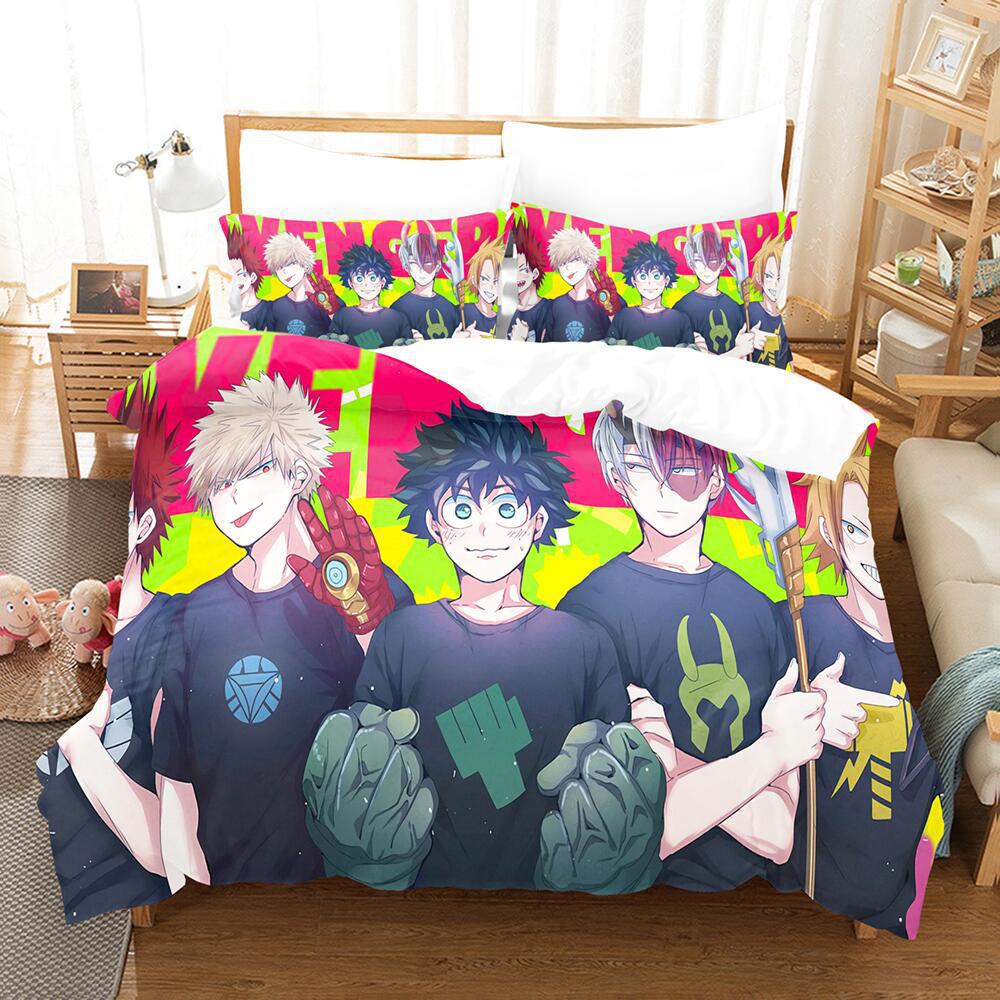 My 3D Cartoon Animation Bedding Microfiber Polyester Cotton 90G Duvet Set Three-Piece Set