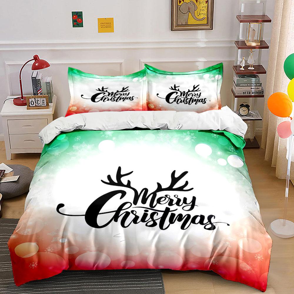 Merry Christmas Antler Design Bedding Duvet Cover Set Duvet Cover Pillowcases (1*Duvet Cover 2*Pillowcases, Without Duvet Insert)