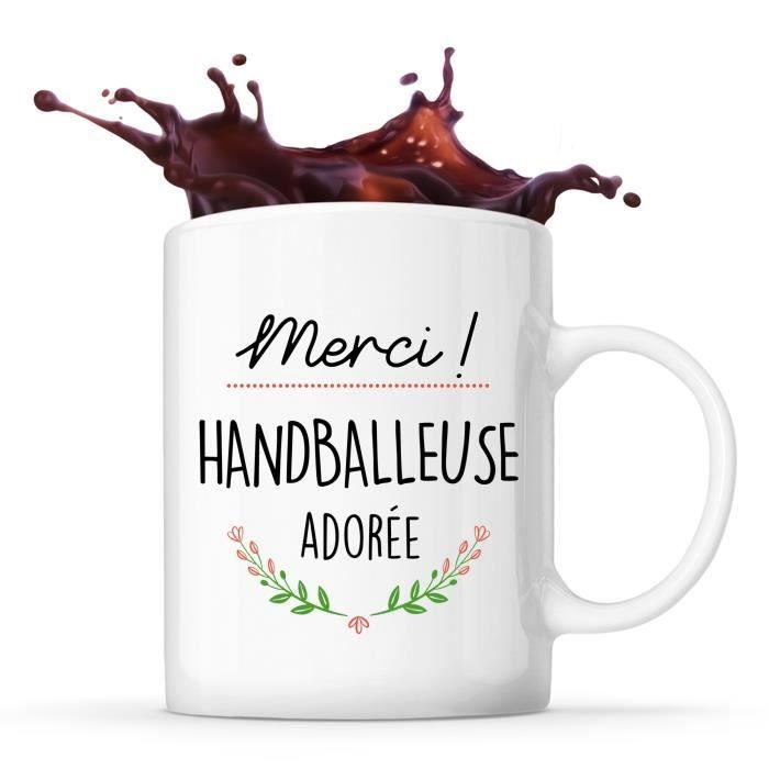 Mug - Thank You - Adored Handball Player - Ceramic - 325 Ml - Dishwasher and Microwave Safe