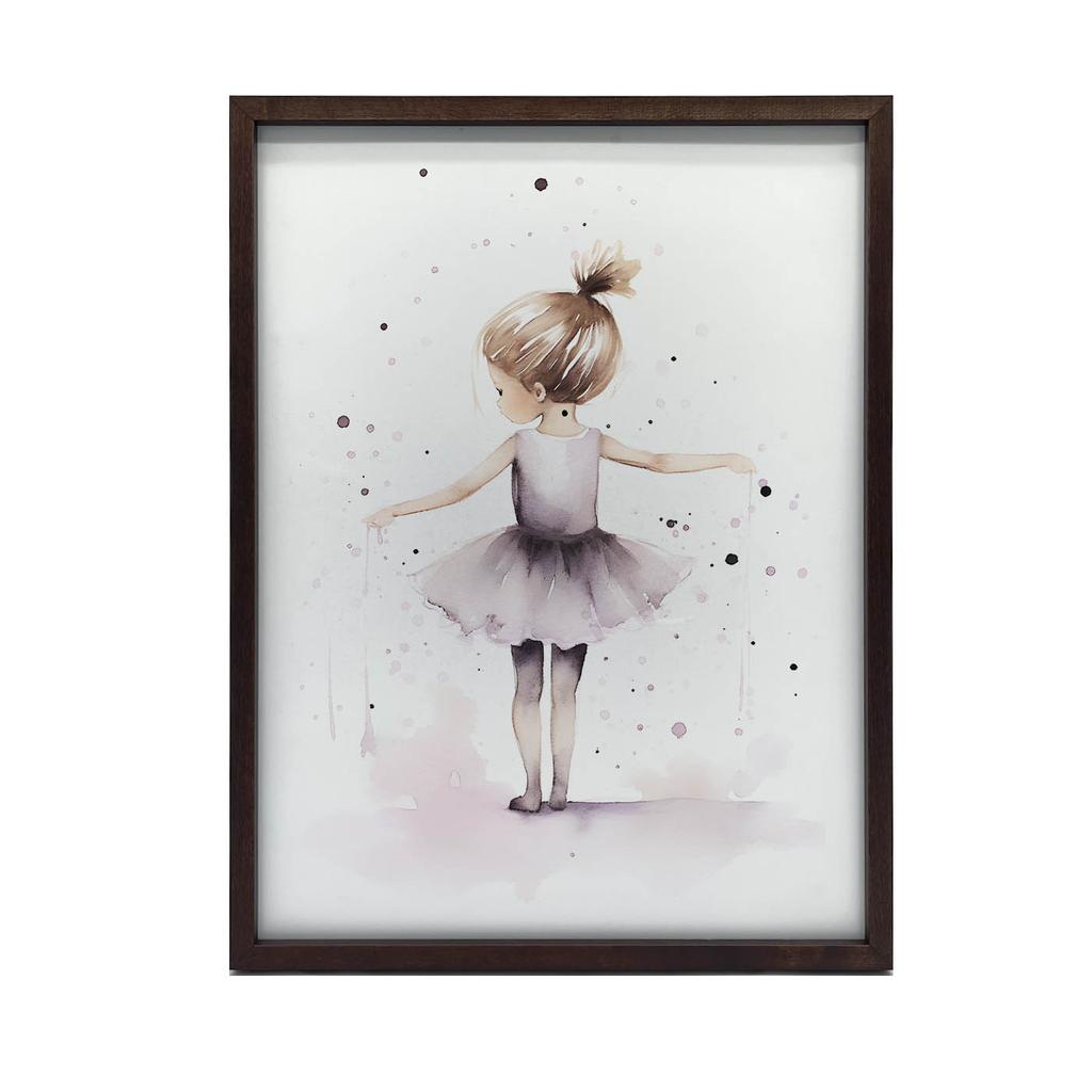 Tańcząca Balerina - Różowa Magia Tańcząca Balerina - Różowa Magia, 30X40 Cm, Rama Aluminiowa Złota, Papier Matowy 230 Gsm