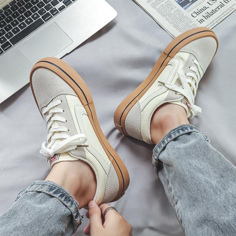 Autumn new retro canvas shoes lace-up sports board shoes men's versatile couple casual shoes breathable shoes clear