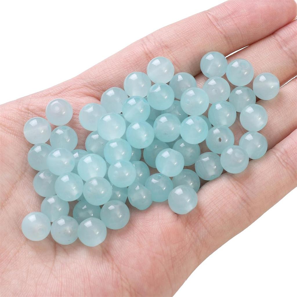 50-135 szt. Kryształowych szklanych koralików, galaretkowych, jednolitych kolorowych, imitujących kamień jadeitu, luźne koraliki dystansowe do wyrobu biżuterii