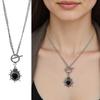 Rebellious Gothic Heart Necklace With Punk Spikes Alloy Lightweight Neck Chain Jewelry Unique Gift Choice for Women