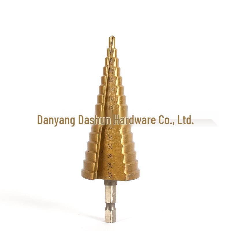 4241 HSS Titanium-Coated Hex Shank Step Drill Bit with Straight Flutes