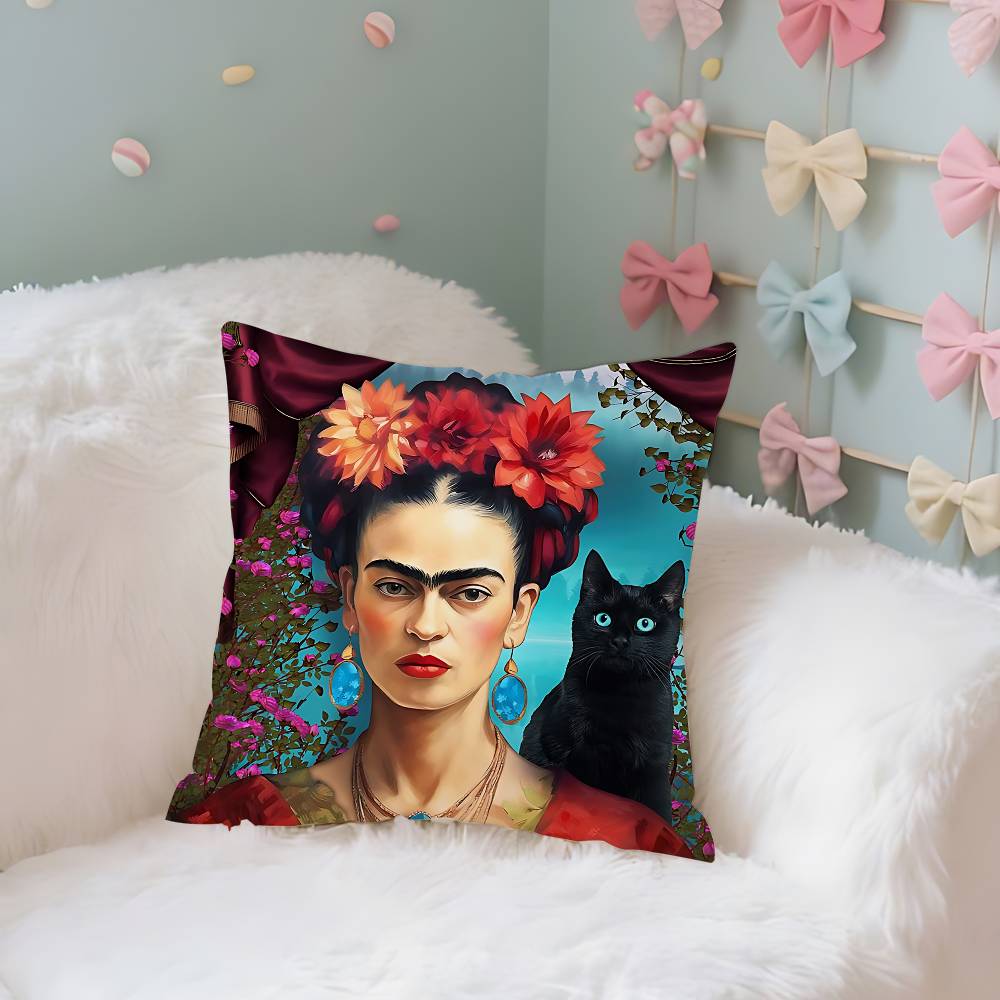 

Fridas Painting Art Case Plush Fabric Soft Pillowcase Double Sided Print Cushion Cover Household Gifts 24x24Inch