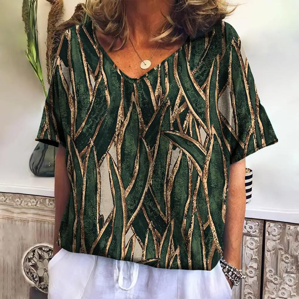 Women's 3D Print T-shirt Plus Size Harajuku Streetwear Casual V-neck Shirt