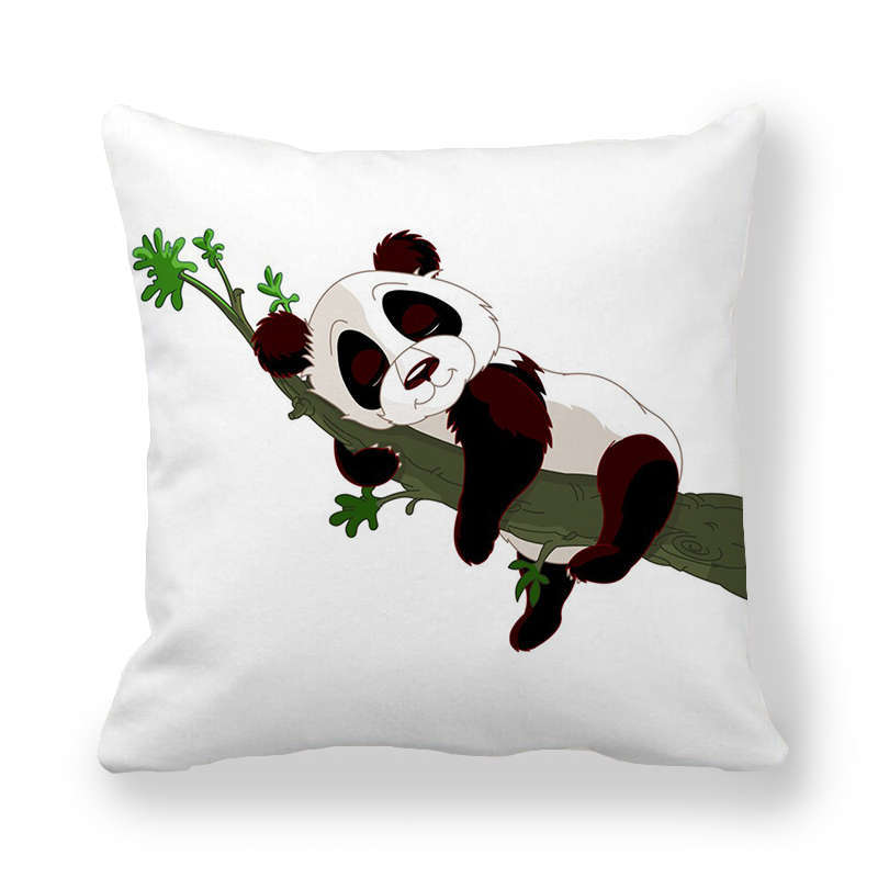 Cartoon Panda Series Patterns Digital Printing Short Plush Pillow Covers For Car Sofa Office Cushion Cover Home Goods