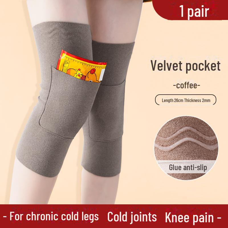 Pocket German Velvet Knee Protector: Unisex, Lacquered, Warm, Anti-Slip Leggings for Autumn and Winter