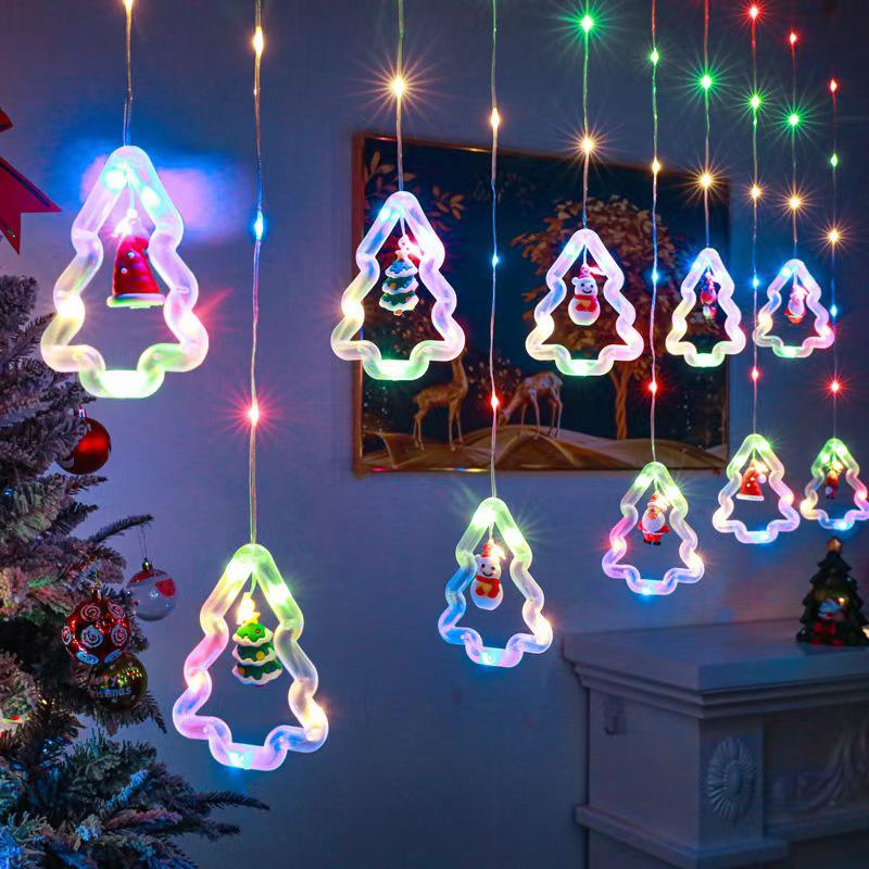 LED Star Curtain Lights: Christmas Pentagram String with Copper Wire & Icicle Design for Festive Atmosphere
