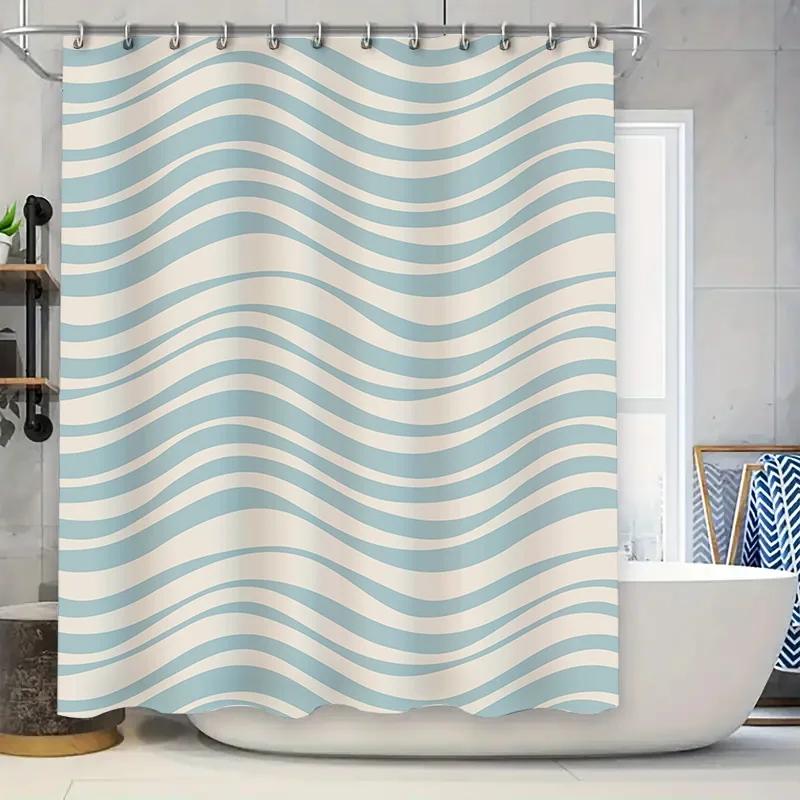 

Blue And White Stripes Waterproof Shower Curtain Modern Bathroom Decoration Waterproof Fabric Home Bathroom Accessories Wholesal W60H190(CM)-1 Pcs