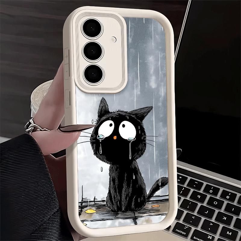 Phone Case for Samsung Galaxy S26 S25 Ultra S24 FE Healing Sense Cat Rain Shell S23 Plus S22 + S21 S20 5G Soft Silicone Funda