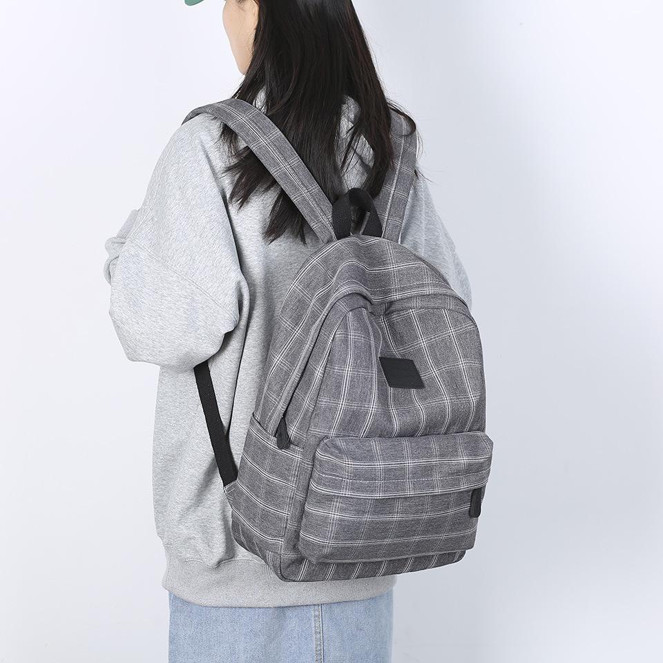Large Capacity Grid Backpack New Student Leisure Versatile Backpack High School Student Middle School Birthday Series Korean Edition Backpack