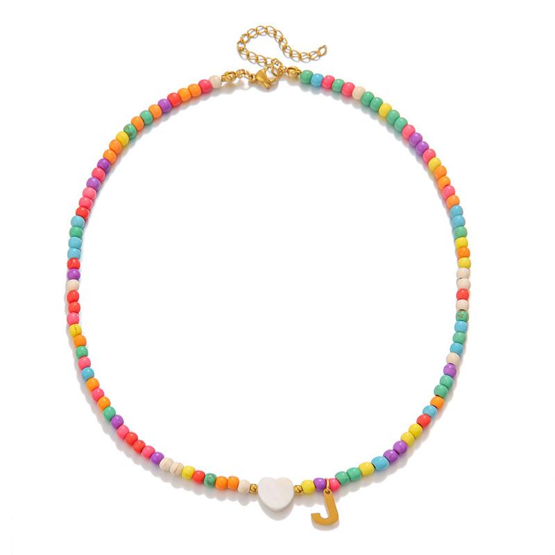 2026 New Colorful Beaded Initial Letter Necklaces for Girls Women Handmade Beads Choker Bohemian Necklace Jewelry Gift Wholesale