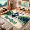 Seattle Seahawks Personalisierter Kristall-Samt-Teppich, Benutzerdefinierter Namens-Text Weicher Anti-Rutsch-Teppich für Wohnzimmer Schlafzimmer