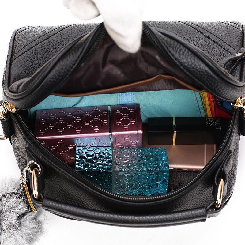 PU Leather Small Handbag For Women Girl Fashion Tassel Messenger Bags With Ball Female Shoulder Bags