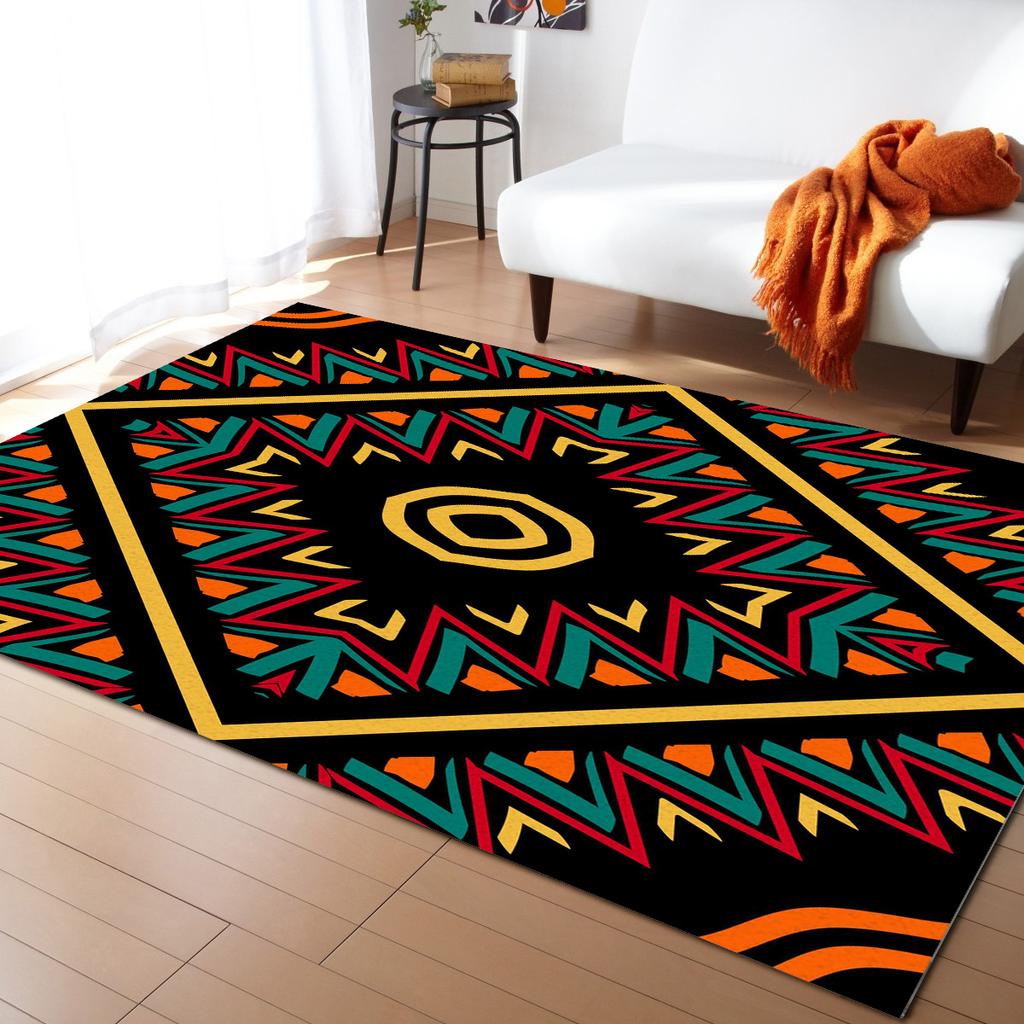 African Tambourine Geometric Lines Carpets for Living Room Anti-slip Carpet for Bedroom and Kitchen Floor Mats Home Decor Rug